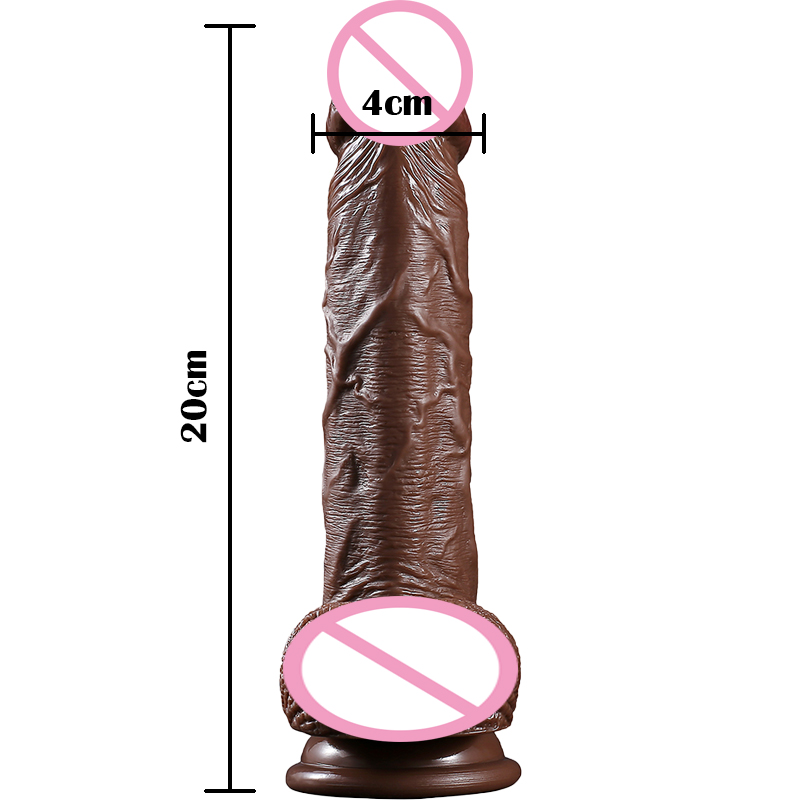 Large Realistic Silicone Dildo Adult Sex Toy With Suction Cup Gspot Anal Vaginal Play For Women Lesbian Brown - 1