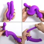 Strapless Strap-on Realistic Silicone Dildo For Anal Vagina Stimulation Double Adult Sex Toy Male Female Lesbian Couple - 5
