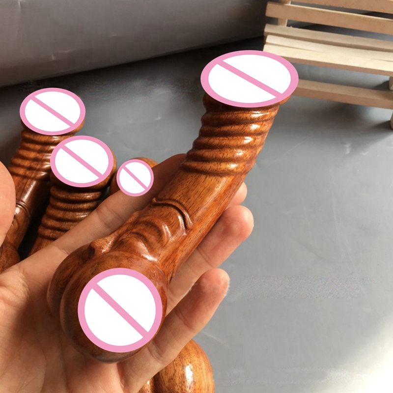 Natural Wood Dildo Realistic Texture Ecofriendly Bodysafe Masturbation Sex Toy For Women - 3