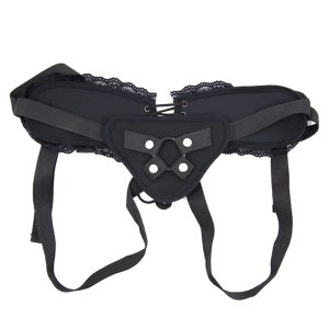 Adjustable Lace Penis Strapon Harness Black Corset Style Strap On Dildo Detachable Rubber Ring Dare Imitate Sex Toys For Lesbian