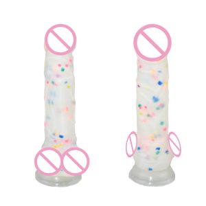 Rainbow Particle Jelly Dildo Strap On Dildos With Suction Cup For Women Dick Realistic Sex Toys Females Lesbian Masturbation - 2