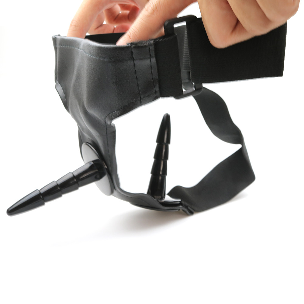 Double Dildo Strapon Harness With Vibrating Panties Ideal Gay Sex Toy Products - 3