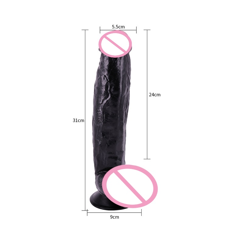 Extralarge 31cm Black Dildo With Suction Cup Ideal For Lesbian Vagina Masturbation And Pleasure - 2