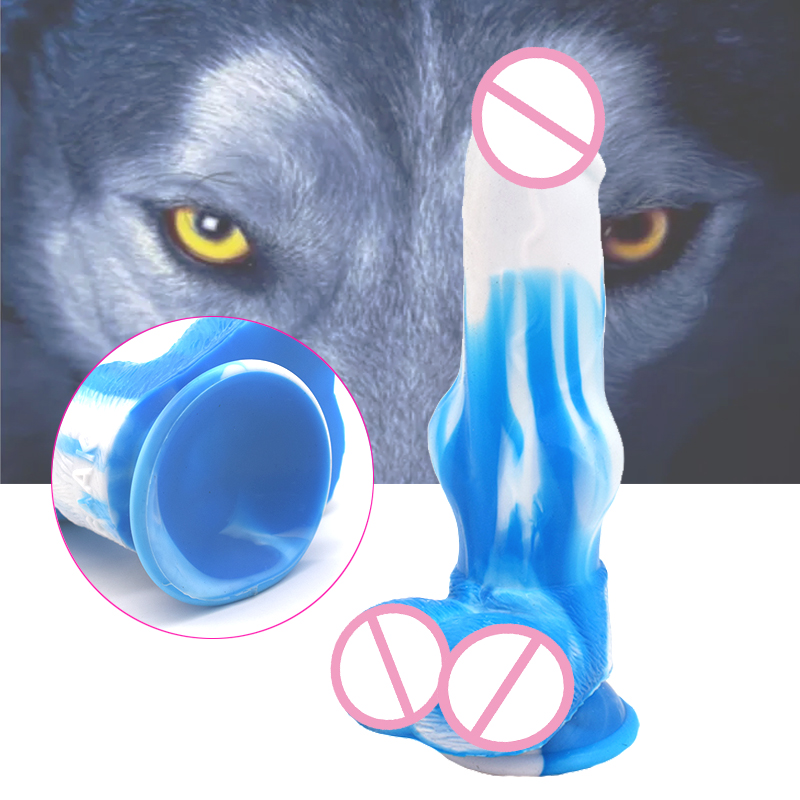 Super Realistic 255 Inch Dog Dildo Female Pleasure Toy Vibrant Color Splice Suction Cup Attached Anal Plug - 17