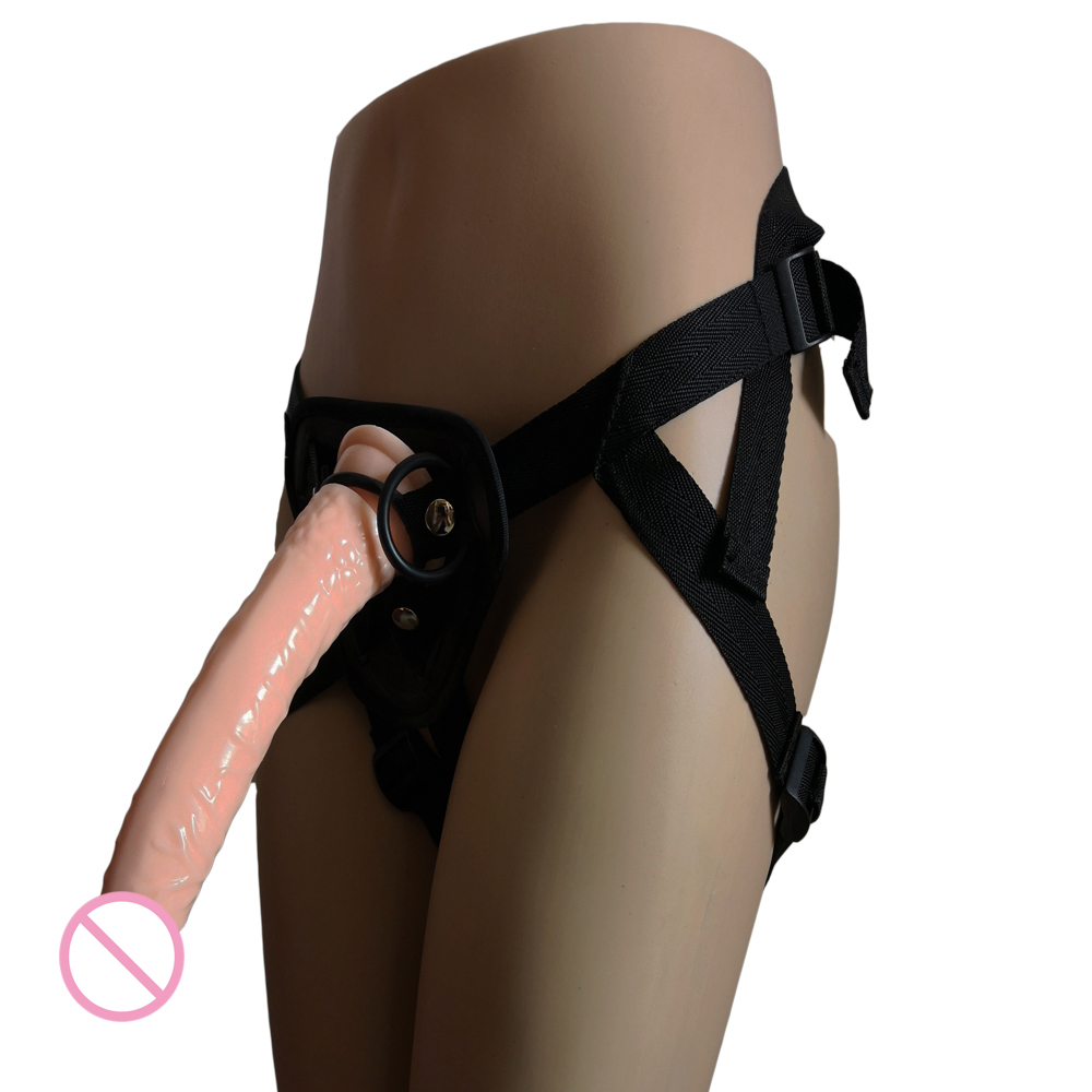 Womens Adjustable Strapon Harness With 21x35cm Realistic Soft Dildo Anal Rings Erotic Sex Toy - 3