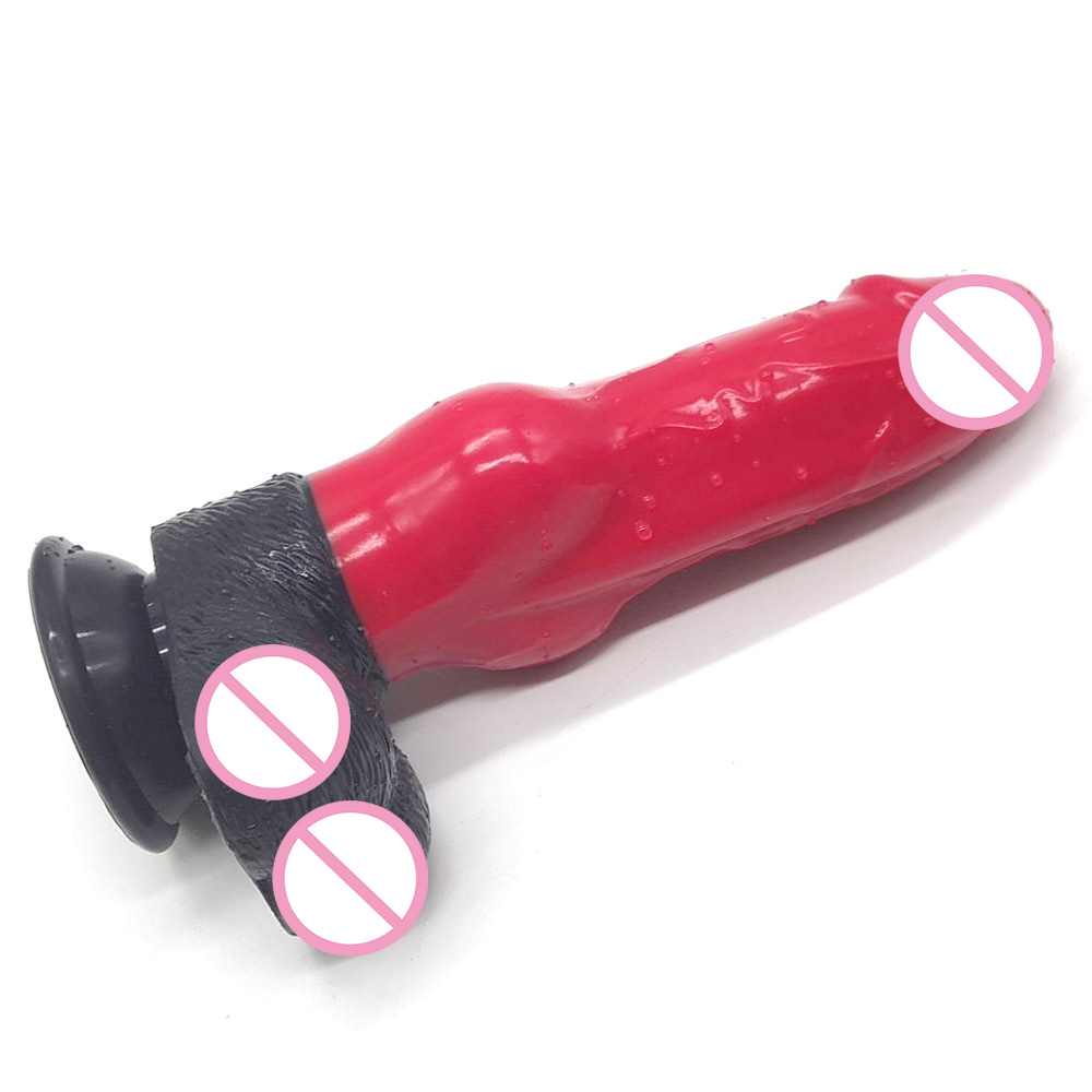 Super Realistic 255 Inch Dog Dildo Female Pleasure Toy Vibrant Color Splice Suction Cup Attached Anal Plug - 6
