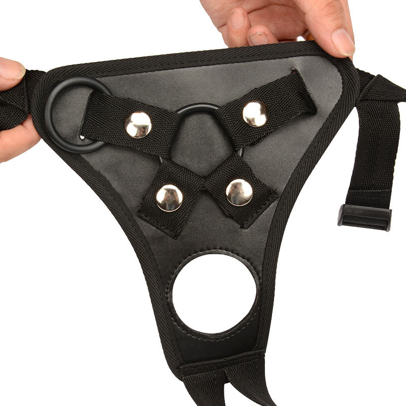 Adjustable Double Strapon Dildo Harness Pu Leather Lesbian Sex Toy Womens Intimate Accessory - 3
