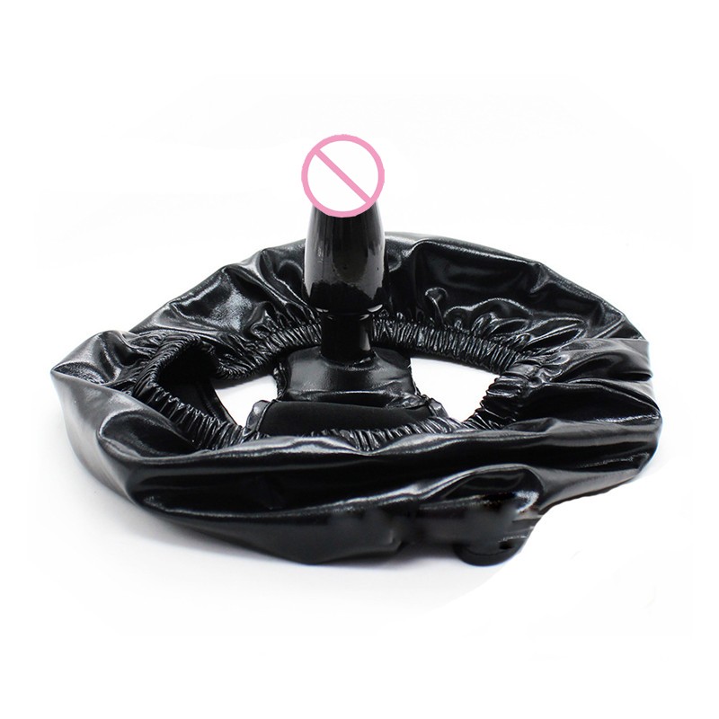 Unisex Faux Leather Latex Masturbation Pants With Anal Dildo Penis Plug Chastity Underwear Toy - 2