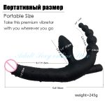 Strap On Dildo Realistic Vibrator Massager Lesbian 3 In 1 G-spot Stimulate Clitoris Sex Toy For Couple - 6