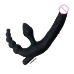 Strap On Dildo Realistic Vibrator Massager Lesbian 3 In 1 G-spot Stimulate Clitoris Sex Toy For Couple
