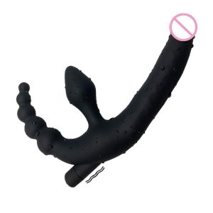 Strap On Dildo Realistic Vibrator Massager Lesbian 3 In 1 G-spot Stimulate Clitoris Sex Toy For Couple