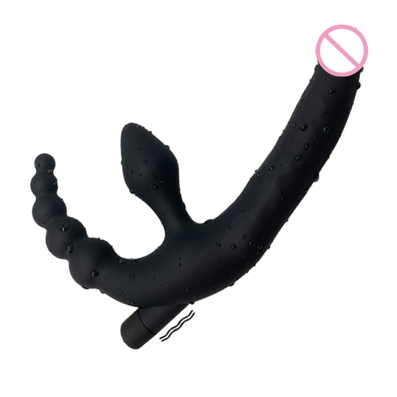Strap On Dildo Realistic Vibrator Massager Lesbian 3 In 1 G-spot Stimulate Clitoris Sex Toy For Couple