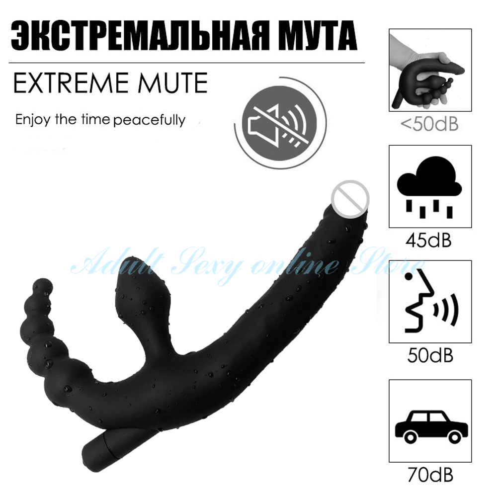 Realistic Vibrating Strapon Dildo 3in1 Gspot Clitoral Stimulator Couples Massager Lesbian Intimate Adult Sex Toy - 2