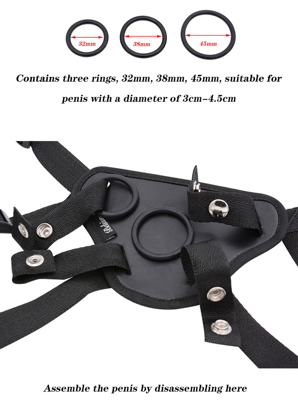 Adjustable Lesbian Strapon Harness With Realistic Dildo Adult Erotic Sex Toy For Women - 3