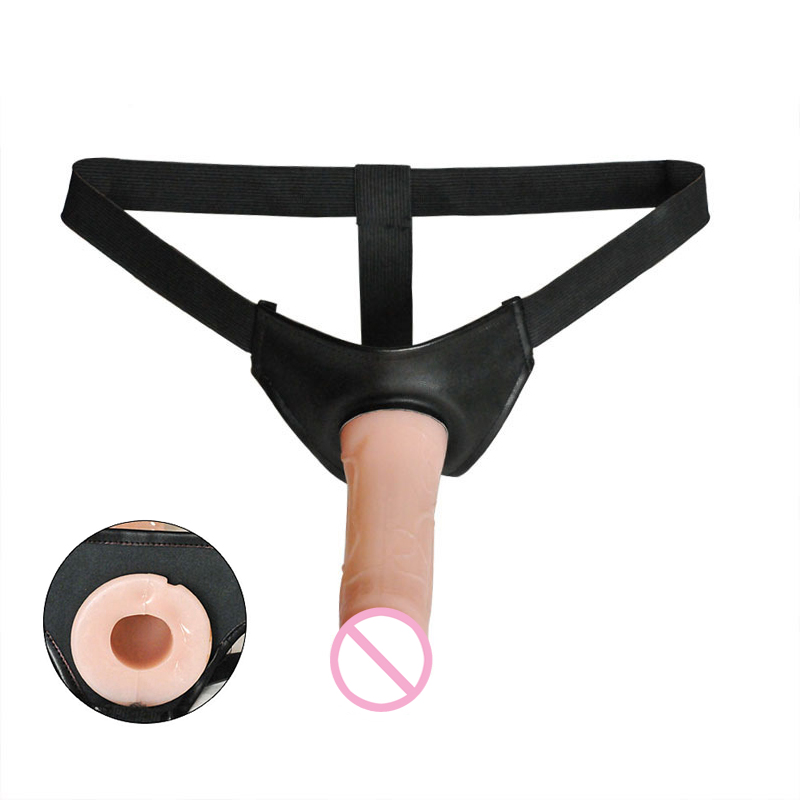 Erectile Dysfunction Aid Realistic Hollow Strapon Dildo For Men Vibrating Lesbian Sex Toy - 1
