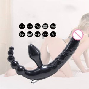 Strap On Dildo Vibrator Anal Beads Butt Plug 10 Speed Double Penetration Vibrators Sex Toys For Women Couples Lesbian Massager