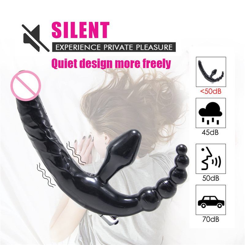 10speed Dual Action Vibratordildo With Anal Beads Strapon Sex Toy For Women Couples Lesbians - 7