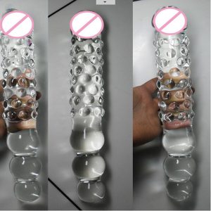 Big Glass Long Dildo With 3 Anal Beads Double And Ass Toys Huge Large Butt Plug Sex Products For Woman