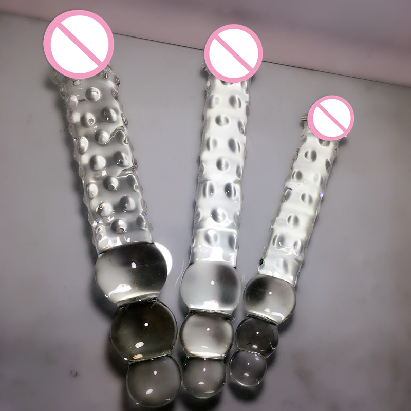 Large Glass Dildo With Triple Anal Beads Doubleended Massive Butt Plug Sex Toy For Women - 6