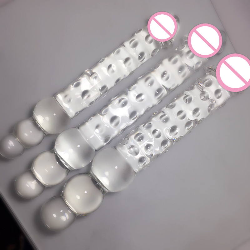 Large Glass Dildo With Triple Anal Beads Doubleended Massive Butt Plug Sex Toy For Women - 4