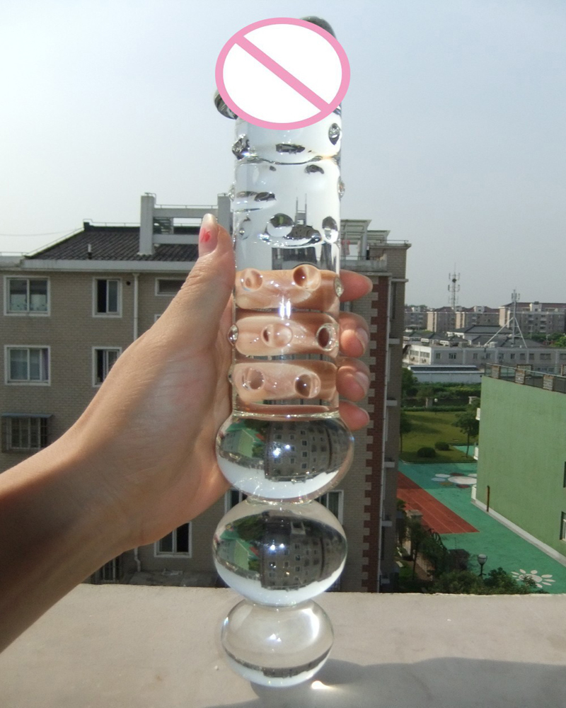Large Glass Dildo With Triple Anal Beads Doubleended Massive Butt Plug Sex Toy For Women - 2