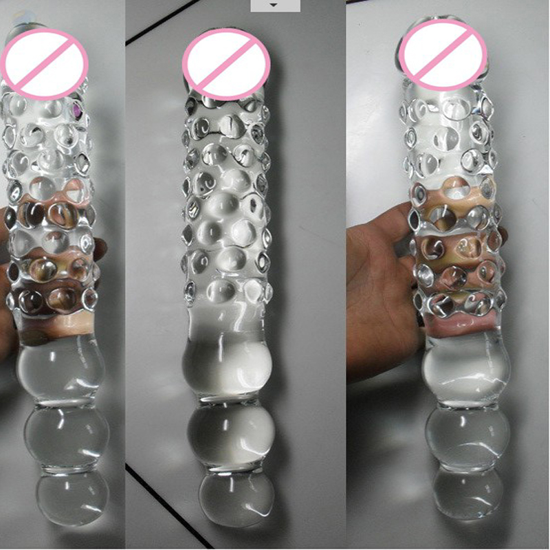 Large Glass Dildo With Triple Anal Beads Doubleended Massive Butt Plug Sex Toy For Women - 1