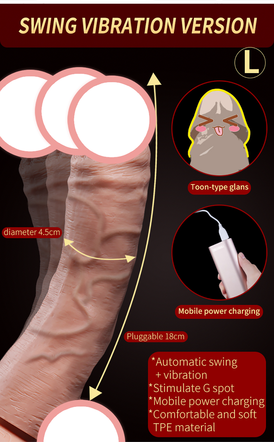 7in Realistic Silicone Dildo Vibrator Adult Erotic Toy For Women Masturbation Lesbian Play - 6