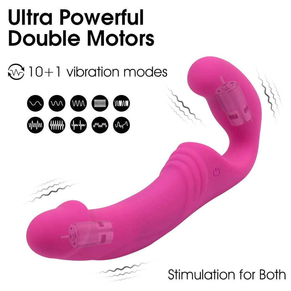Femalefriendly Strapless Strapon Dildo 11mode Remote Vibrator Adult Intimate Toy For Lesbian Gay Couples - 2
