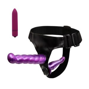 Mini Bullet Vibrator & Elastic Harness Strap On Double Dildo Strapon Adult Sex Toys For Woman Lesbian Couples Erotic Shop
