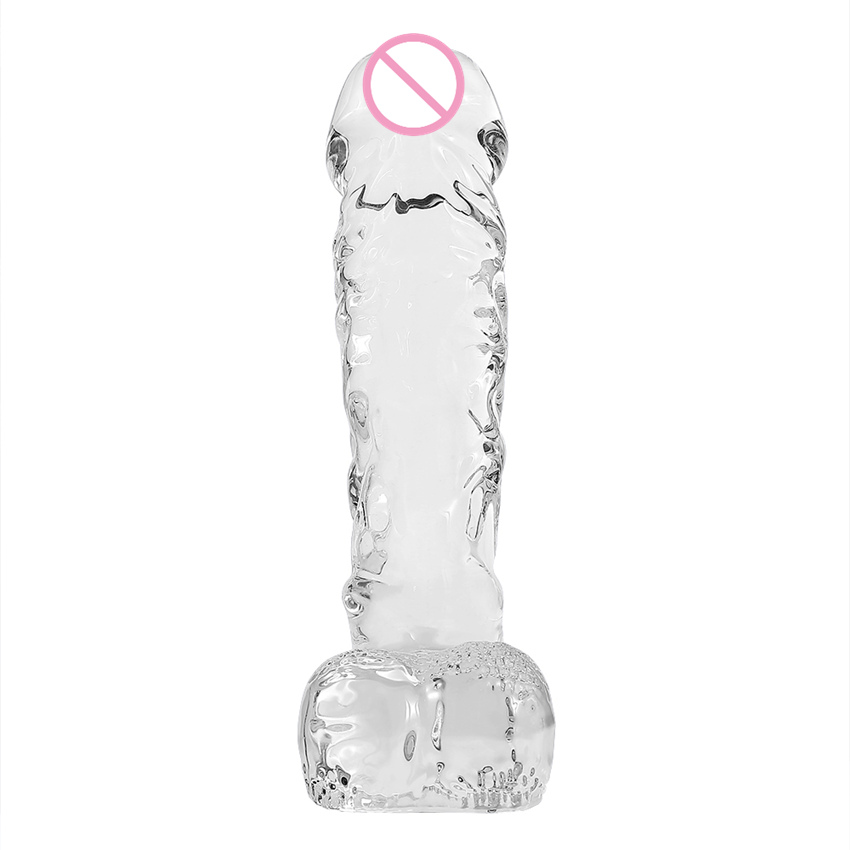 Crystal Glass Dildo Realistic Artificial Penis Womens Masturbation Aid Transparent Pyrex Anal Toy - 7