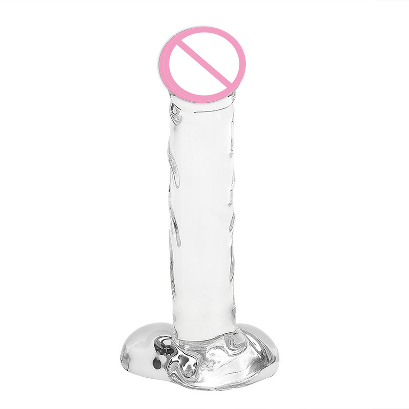 Crystal Glass Dildo Realistic Artificial Penis Womens Masturbation Aid Transparent Pyrex Anal Toy - 5