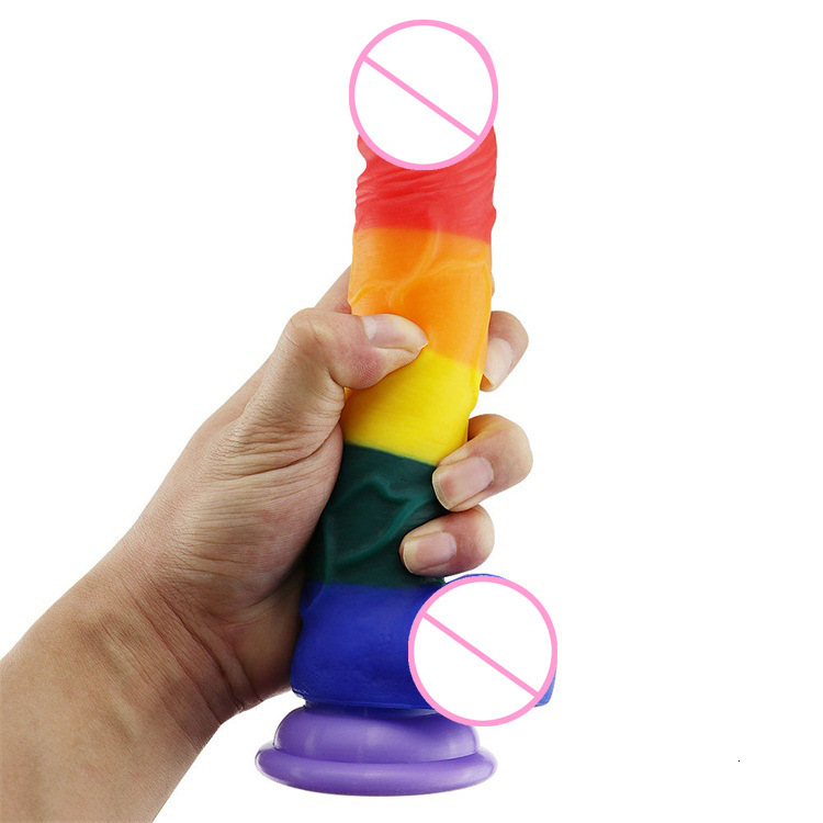 Ultrarealistic Huge Rainbow Dildo With Suction Cup For Women Female Masturbation Sex Toy - 8