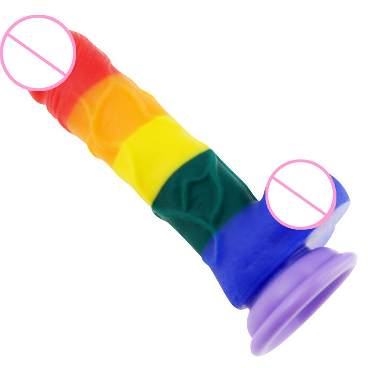 Ultrarealistic Huge Rainbow Dildo With Suction Cup For Women Female Masturbation Sex Toy - 7