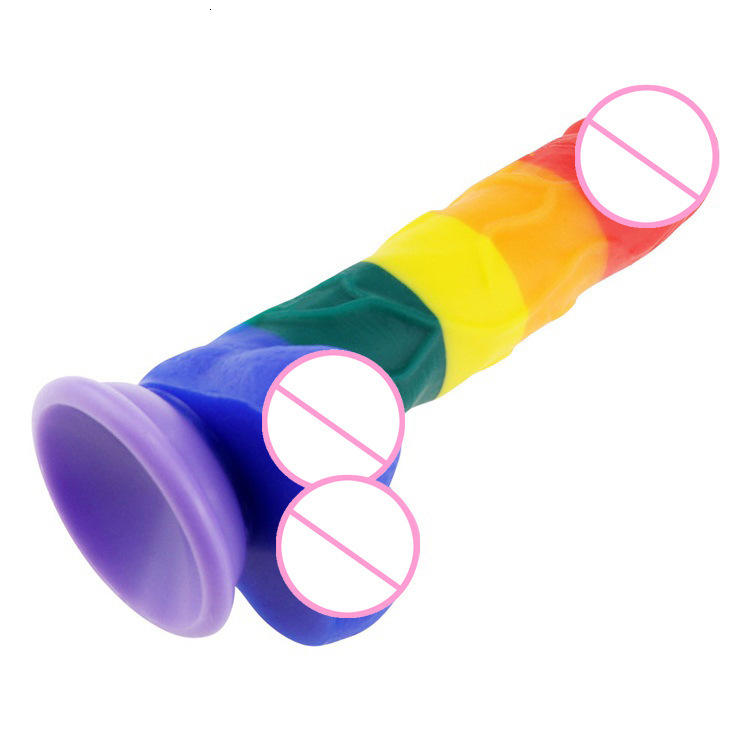 Ultrarealistic Huge Rainbow Dildo With Suction Cup For Women Female Masturbation Sex Toy - 6