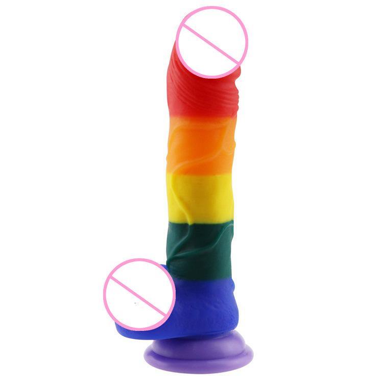 Ultrarealistic Huge Rainbow Dildo With Suction Cup For Women Female Masturbation Sex Toy - 5