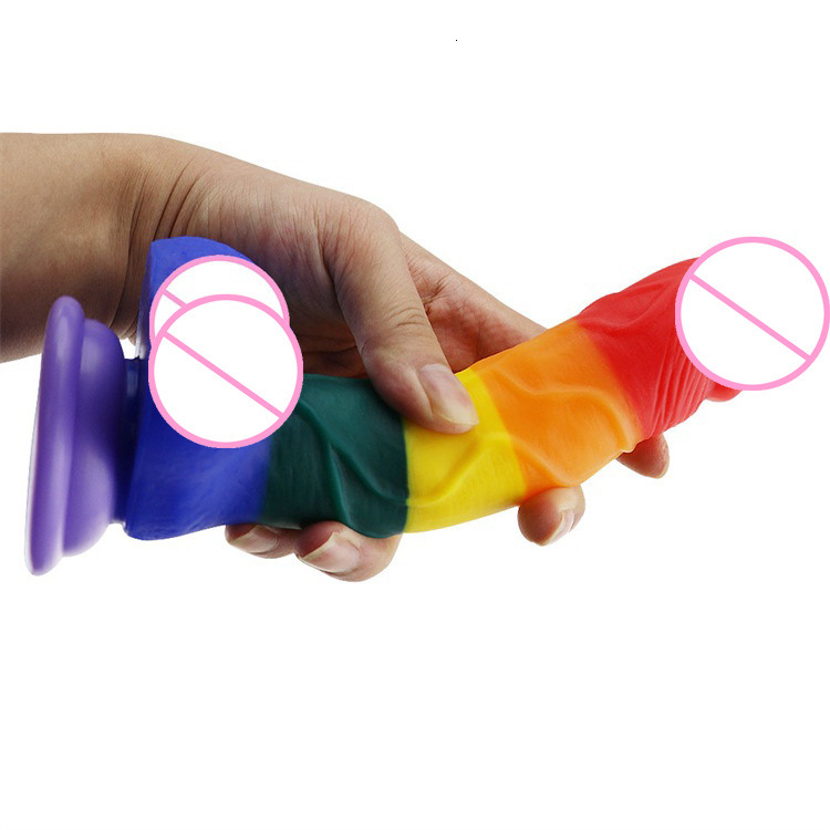 Ultrarealistic Huge Rainbow Dildo With Suction Cup For Women Female Masturbation Sex Toy - 2