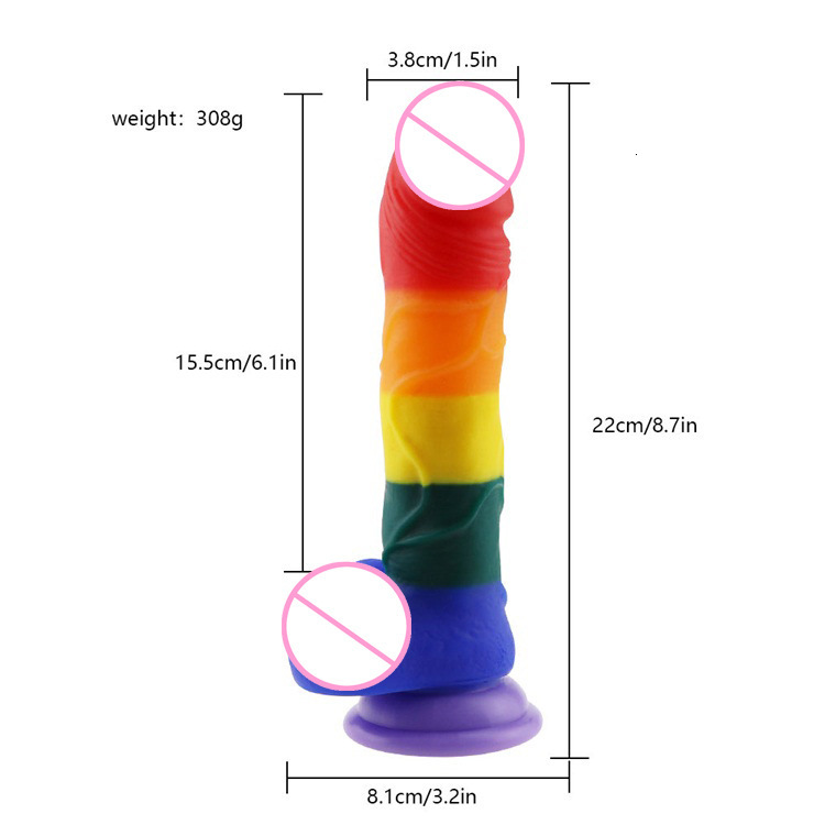 Ultrarealistic Huge Rainbow Dildo With Suction Cup For Women Female Masturbation Sex Toy - 1