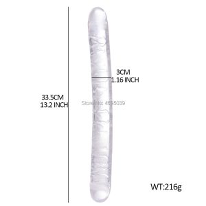 Double Long Dildos Dual Vagina Anal Stimulate Flexible Transparent Penis Dick Vibrator Sex Toys For Women Anus Plug - 2