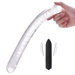 Double Long Dildos Dual Vagina Anal Stimulate Flexible Transparent Penis Dick Vibrator Sex Toys For Women Anus Plug