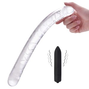 Double Long Dildos Dual Vagina Anal Stimulate Flexible Transparent Penis Dick Vibrator Sex Toys For Women Anus Plug