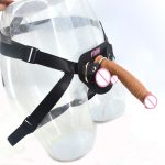 Double Layer Strapon Dildo Realistic Penis Soft Silicone Dick Suction Skin Color Lesbian Women Flirt Masturbate Sex Toys - 2