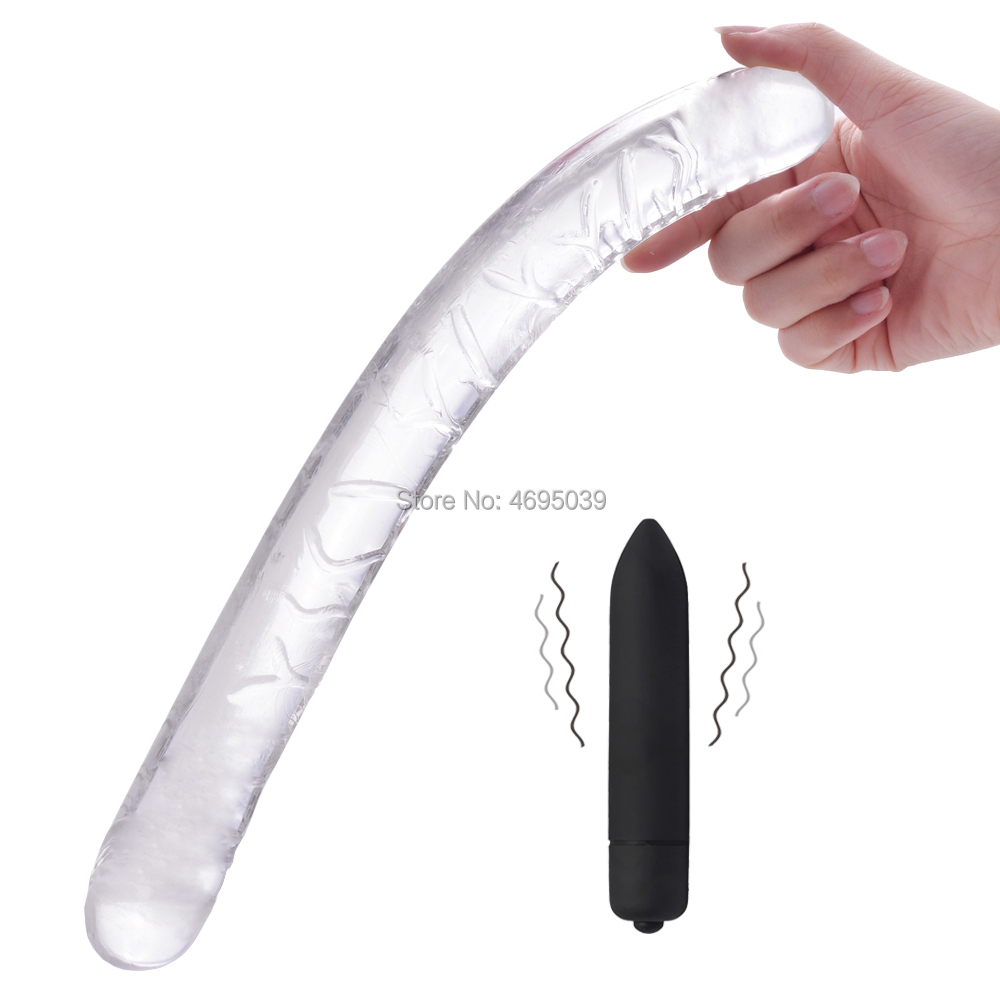 Doubleended Long Dildo Transparent Flexible Vibrator For Dual Vaginal Anal Stimulation Womens Sex Toy Anus Plug - 1