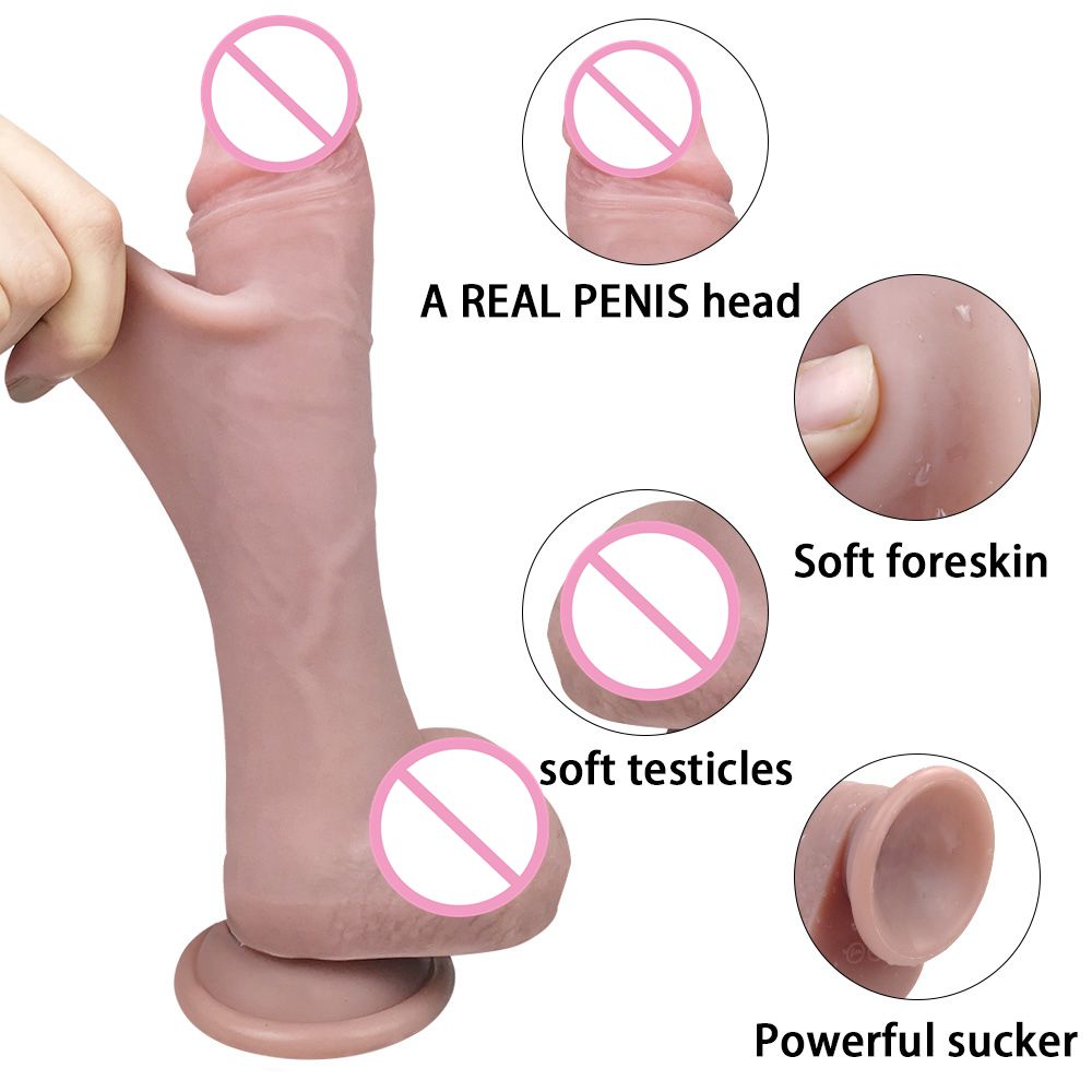 Ultrarealistic Dual Layer Silicone Dildo With Strong Suction Erotic Adult Toy For Womens Pleasure - 4