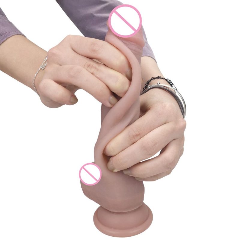 Soft Slide-skin Realistic Dildo Double Layer Silicone Penis Strong Suction Artificial Dick Women Vagina Masturbator Erotic Toys