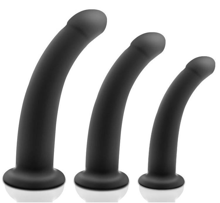 Quality 3 Size Black Suction Cup Dildo Set Soft Silicone Versatile For Men Women Anal Play - 1