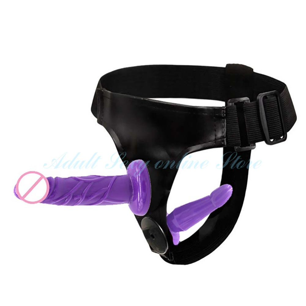 Dual Silicone Dildo Strapon Harness Realistic Lesbian Intimate Adult Toy For Women - 4