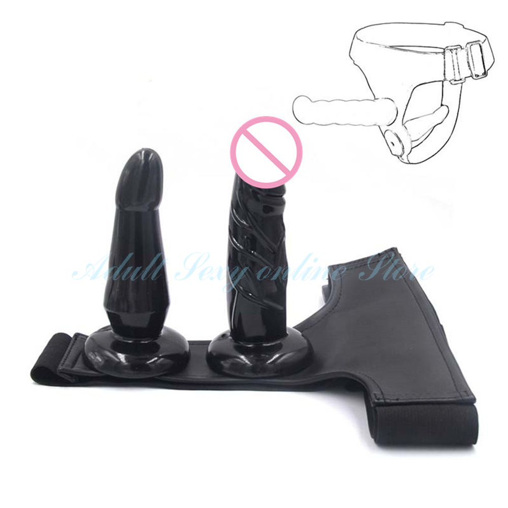 Dual Silicone Dildo Strapon Harness Realistic Lesbian Intimate Adult Toy For Women - 2