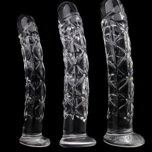 3 Size Crystal Big Glass Dildo Realistic Penis Artificial Anal G-spot Stimulate Female Dildos For Women