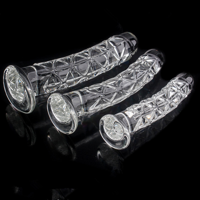 Crystal Glass Dildo Realistic Penis Design Three Sizes Gspot And Anal Stimulation Womens Intimate Toy - 9