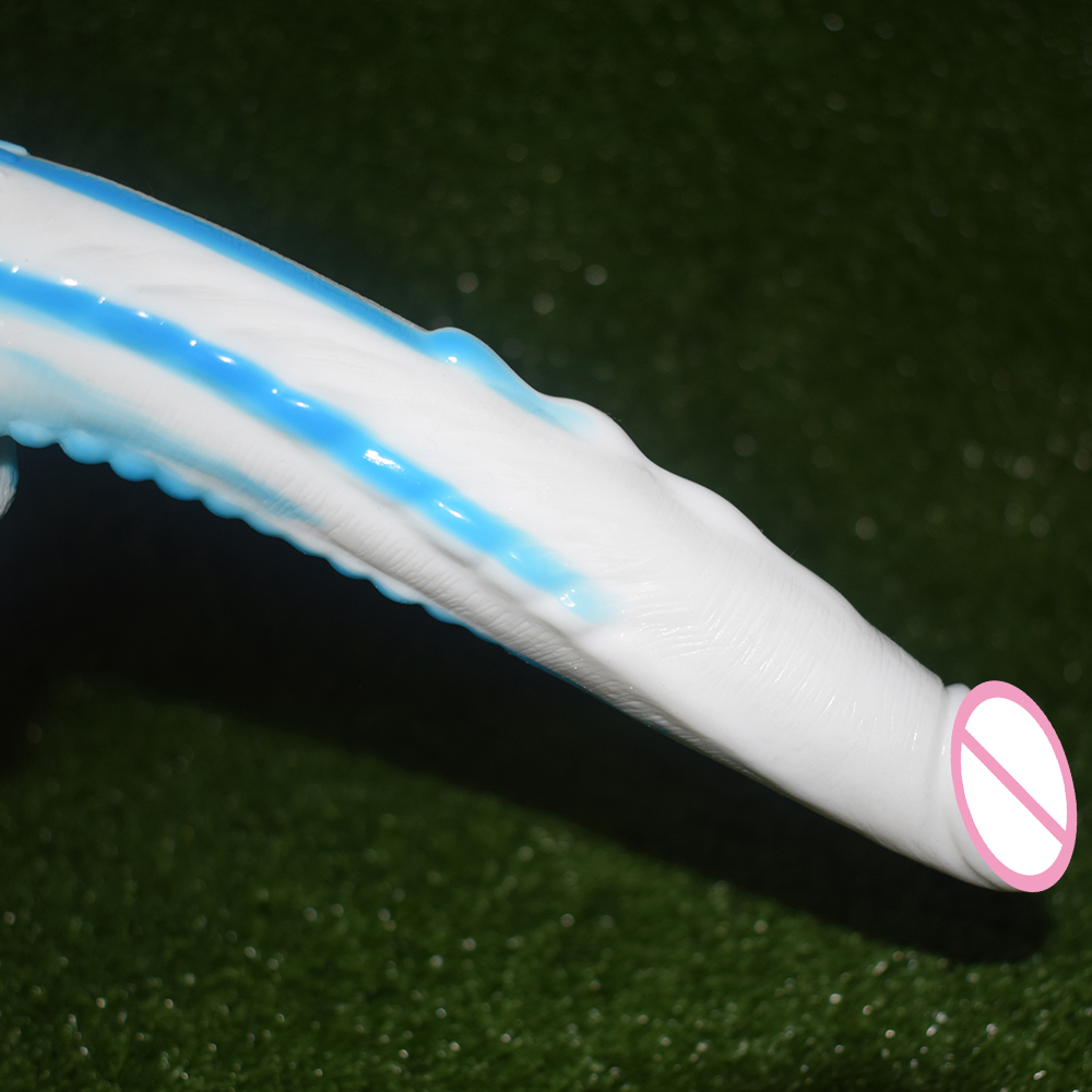 Nuun 10inch Dragonthemed Dildo Gspot Stimulator Fetish Erotic Sex Toy Sharp Bluewhite Long Anal Plug For Women - 19